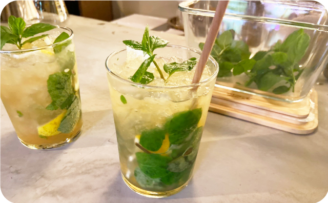 イメージ:摘みたてミントの提供